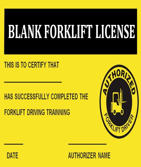 free printable forklift license